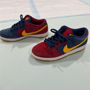 Nike Dunk SB in Red and Navy with Yellow Swoosh Dunk
